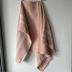 Pink Cotton Gauze Raw Hem Tablecloth Cottagecore Kitchen Dining Decor 54x63